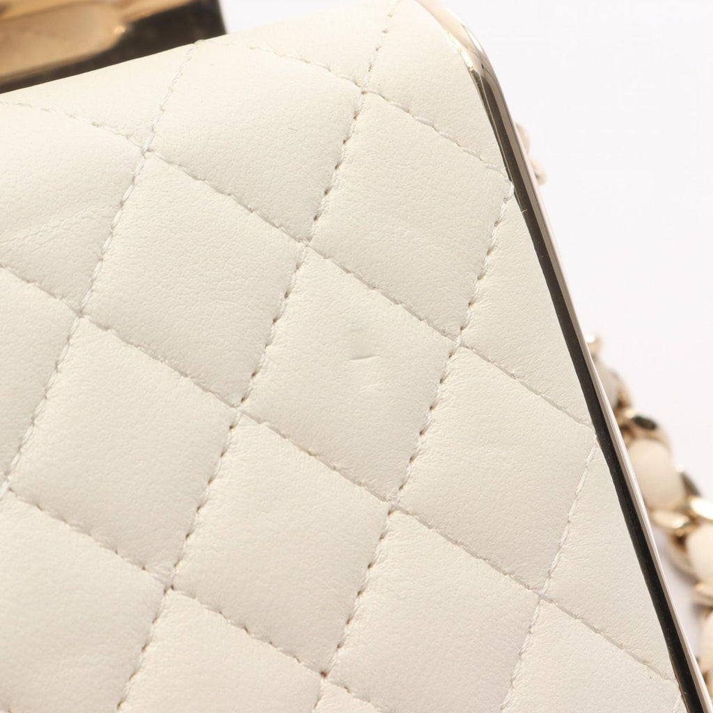 Chanel Shoulder Bag Quilted Mini Minaudiere Evening White Lambskin Small Box — view 7