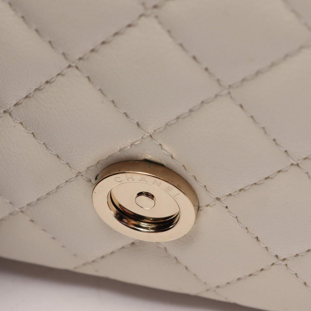 Chanel Shoulder Bag Quilted Mini Minaudiere Evening White Lambskin Small Box — view 6