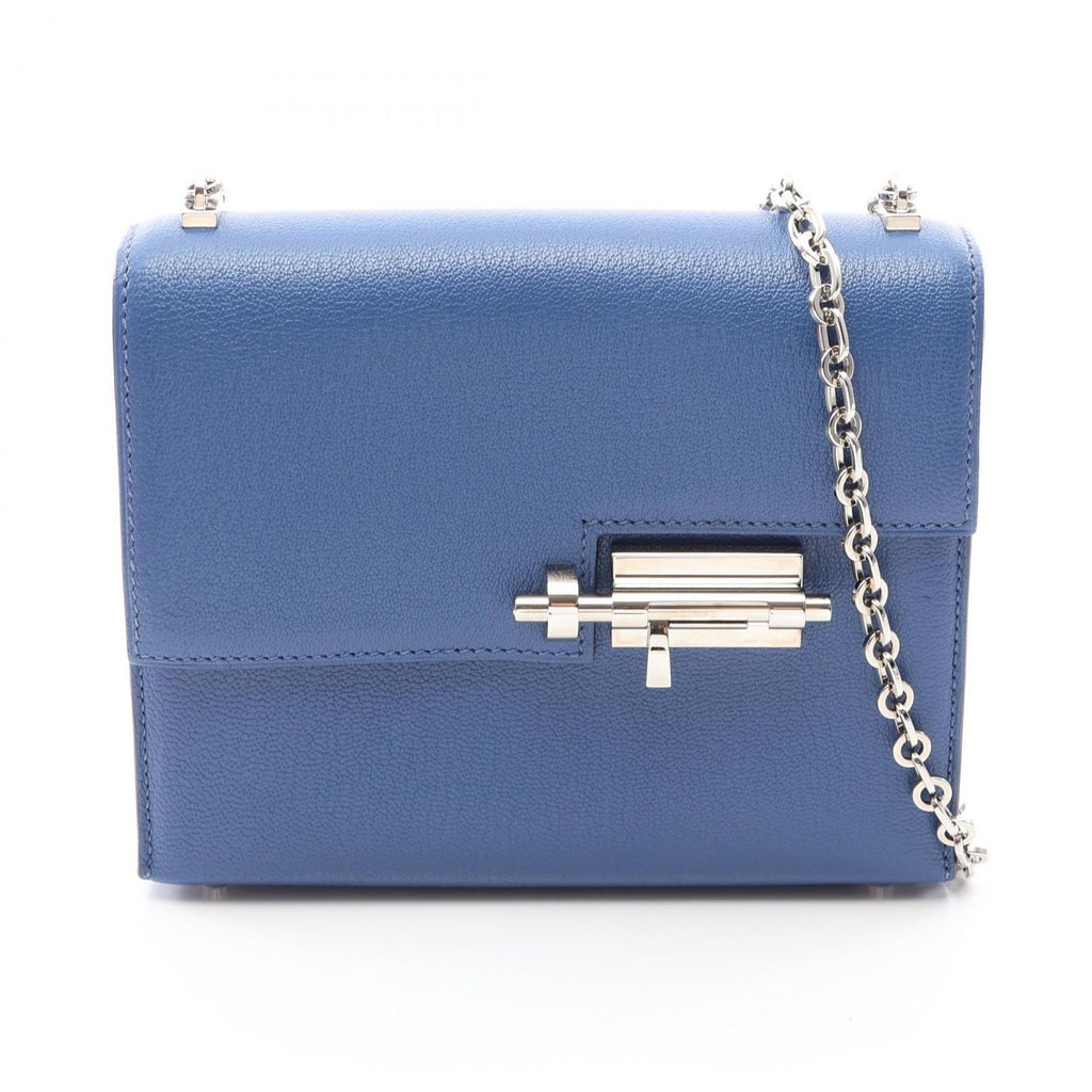 Hermes Shoulder Bag Velu Mini Blue Brighton Leather Chain