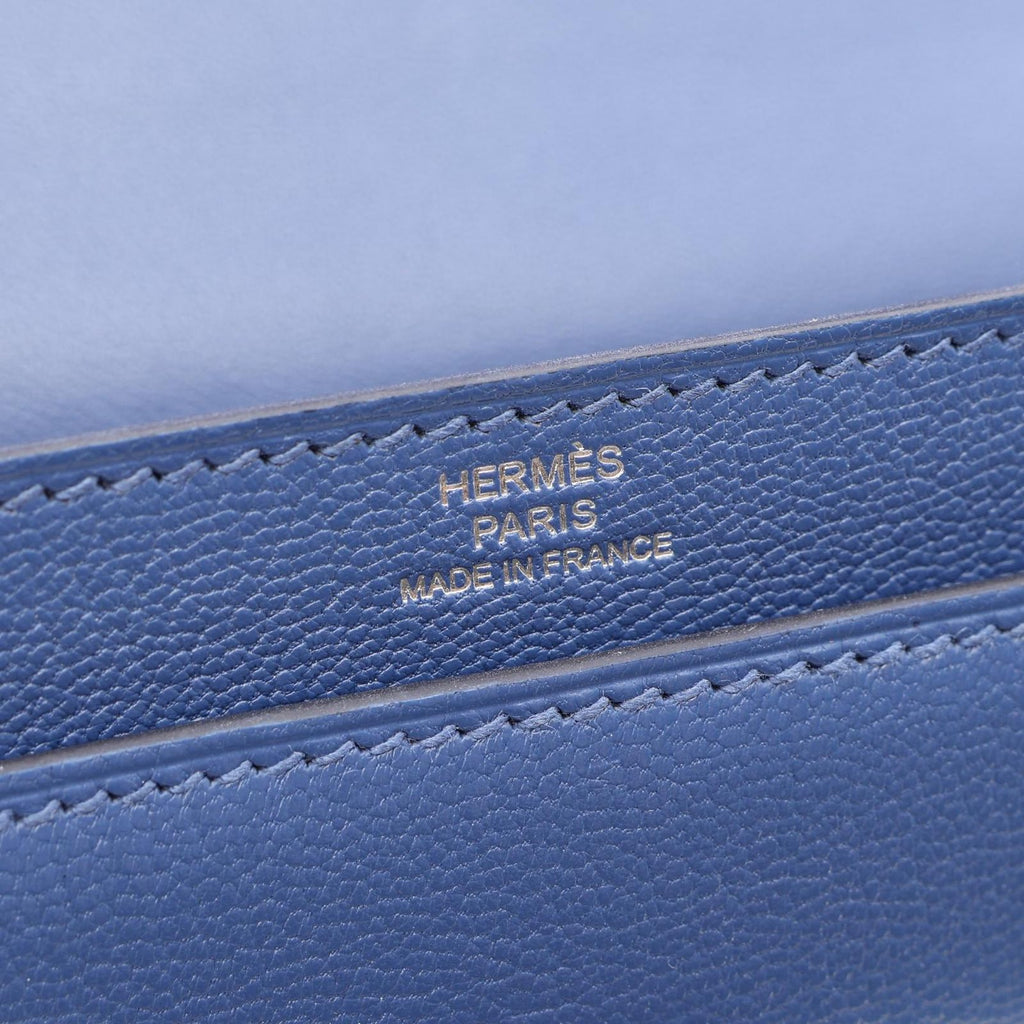 Hermes Shoulder Bag Velu Mini Blue Brighton Leather Chain — view 4