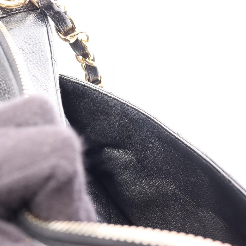 Chanel Shoulder Bag Quilted Black Caviar Leather Chain — view 6