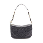 Chanel Shoulder Bag Quilted Black Caviar Leather Chain