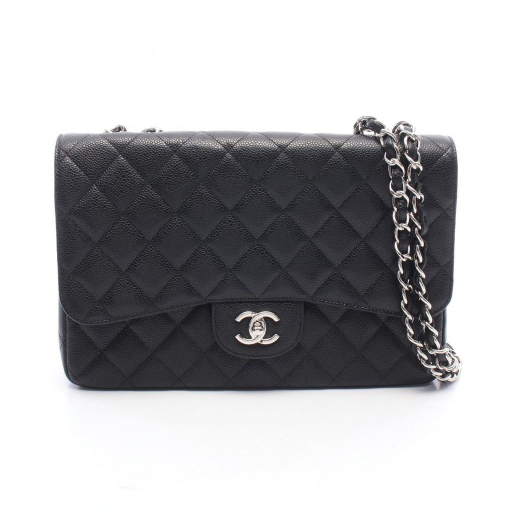 Chanel Shoulder Bag Maxi Quilted 30 Single Flap Black Caviar Leather Chain