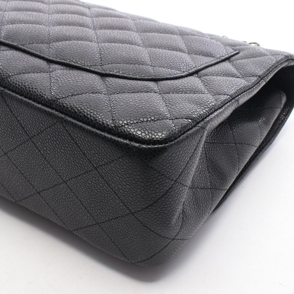 Chanel Shoulder Bag Maxi Quilted 30 Single Flap Black Caviar Leather Chain — view 7