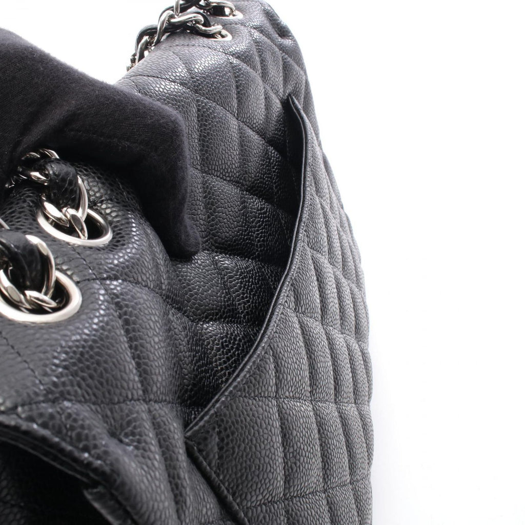 Chanel Shoulder Bag Maxi Quilted 30 Single Flap Black Caviar Leather Chain — view 6
