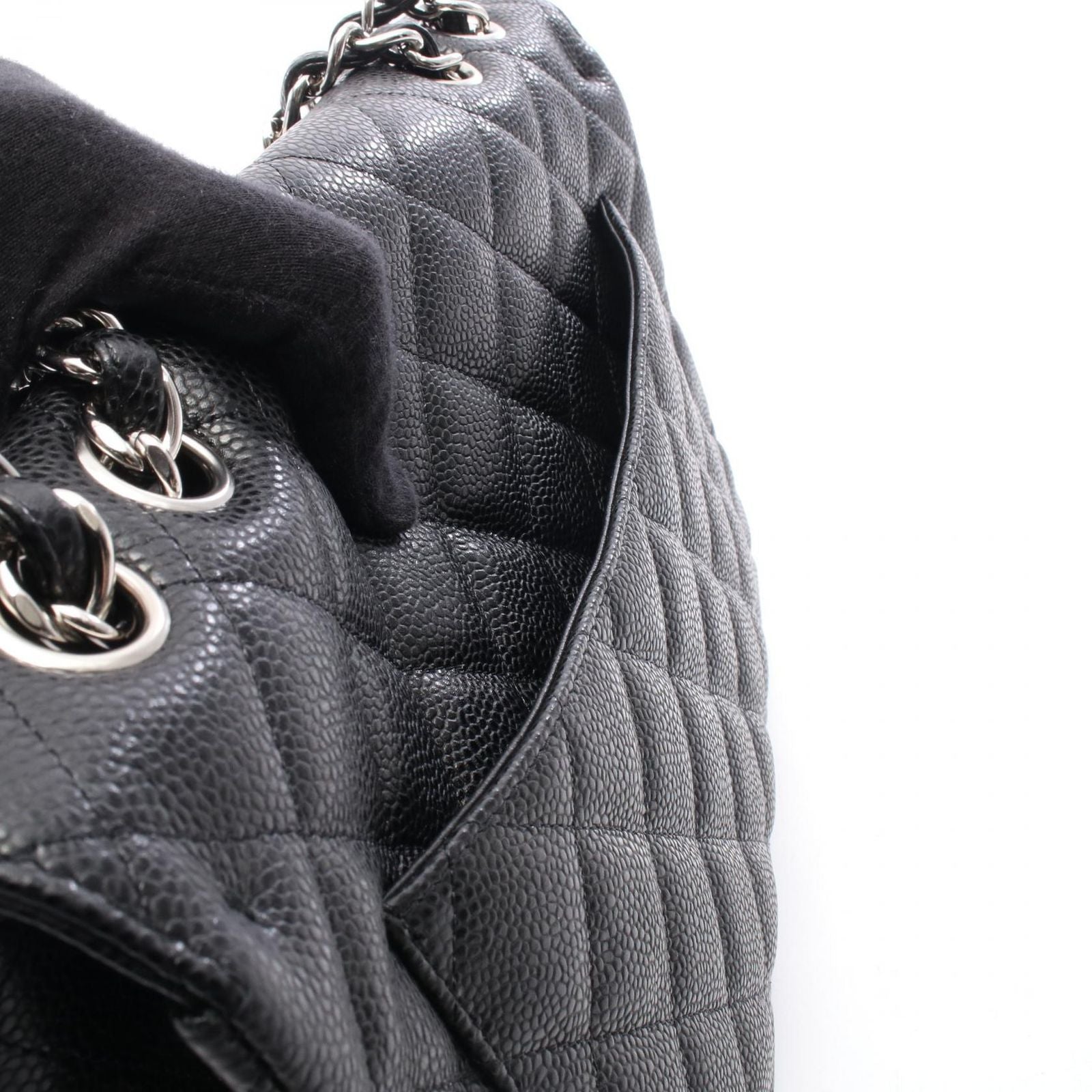 Chanel Shoulder Bag Maxi Quilted 30 Single Flap Black Caviar Leather Chain — view 6