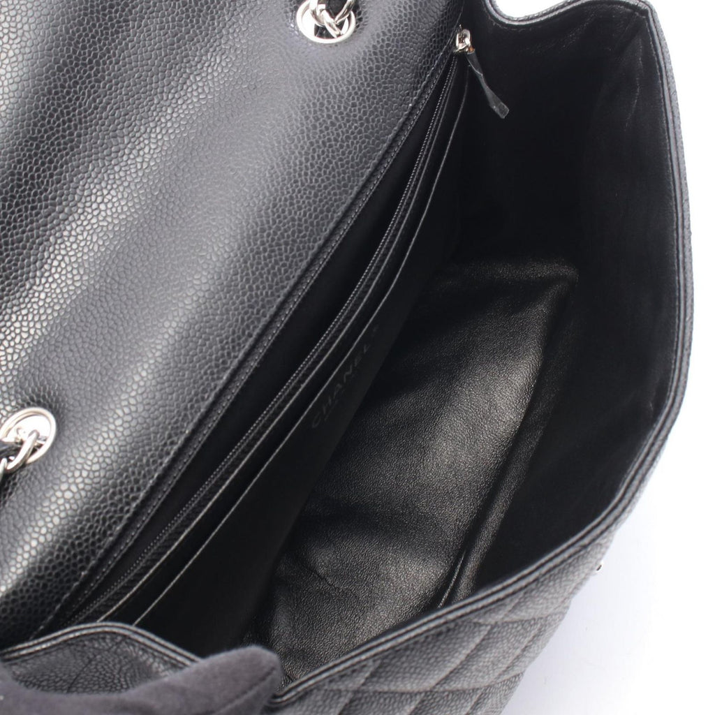 Chanel Shoulder Bag Maxi Quilted 30 Single Flap Black Caviar Leather Chain — view 3