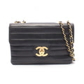 Chanel Shoulder Bag Mademoiselle Big CC Logo Single Flap Black Lambskin Chain