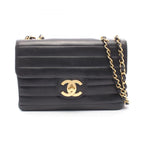 Chanel Shoulder Bag Mademoiselle Big CC Logo Single Flap Black Lambskin Chain