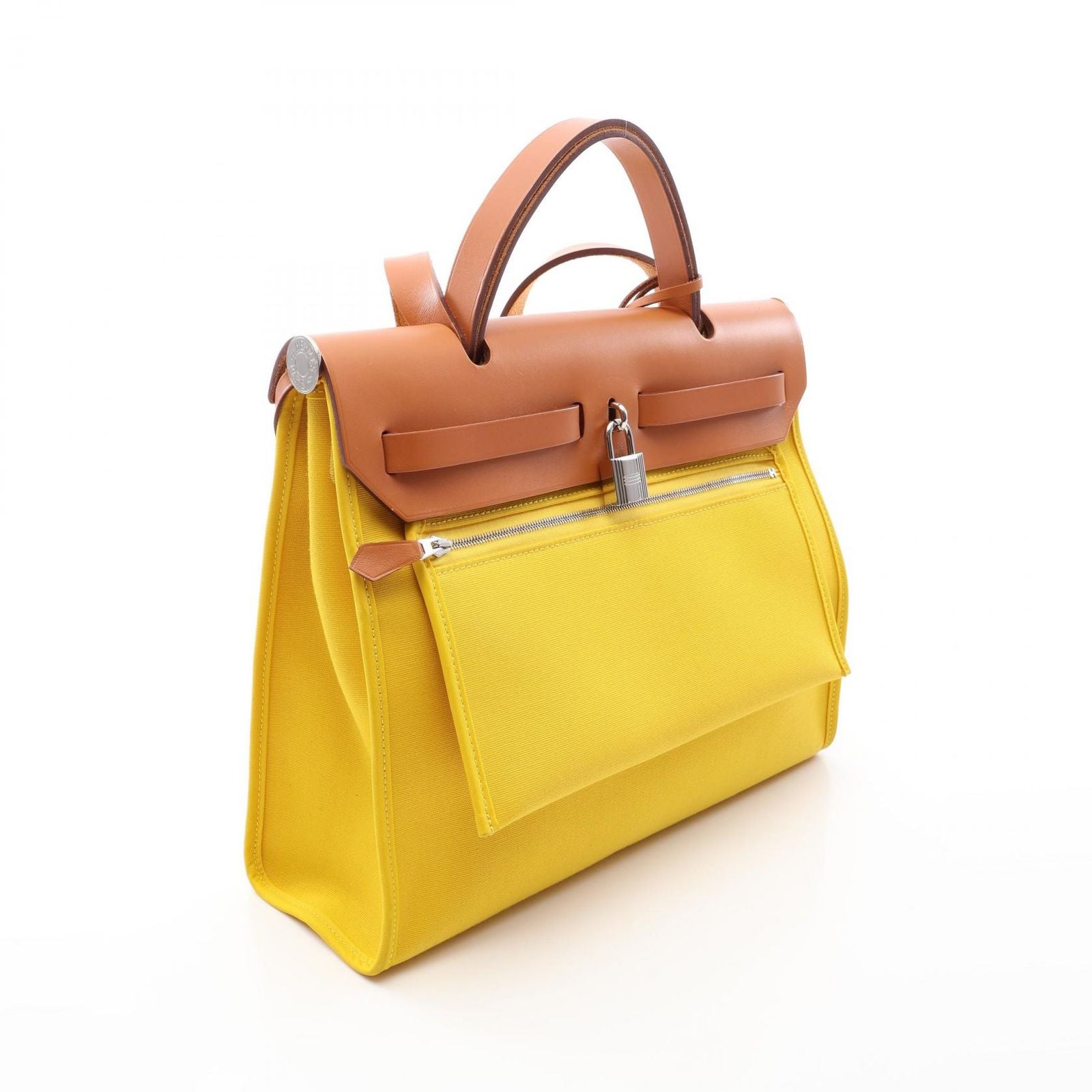 Hermes Handbag Herbag Zip PM 2-Way Jaune Naple Natural Canvas Leather Zip PM — view 2