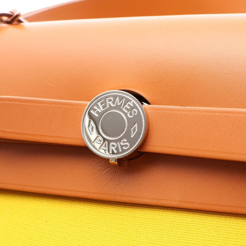 Hermes Handbag Herbag Zip PM 2-Way Jaune Naple Natural Canvas Leather Zip PM — view 8