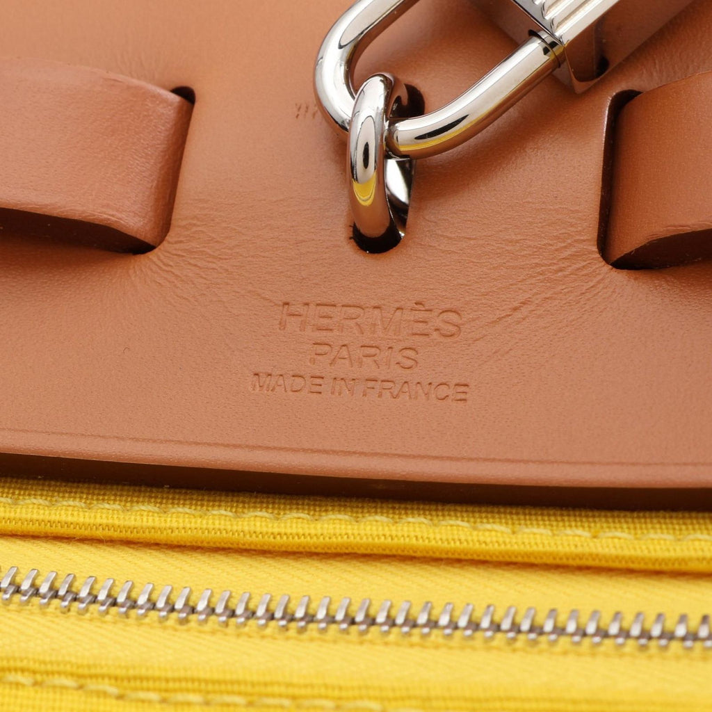 Hermes Handbag Herbag Zip PM 2-Way Jaune Naple Natural Canvas Leather Zip PM — view 4