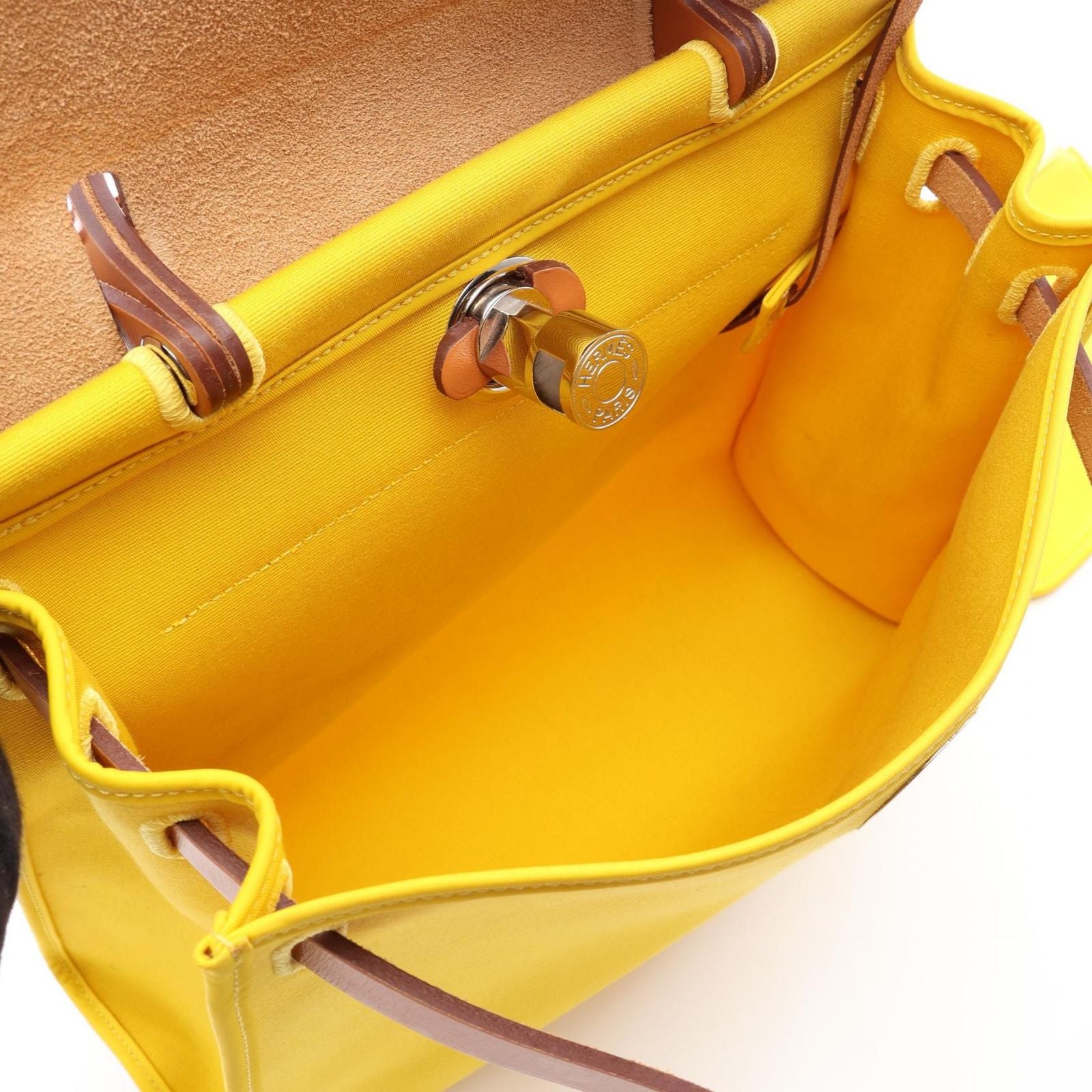 Hermes Handbag Herbag Zip PM 2-Way Jaune Naple Natural Canvas Leather Zip PM — view 3