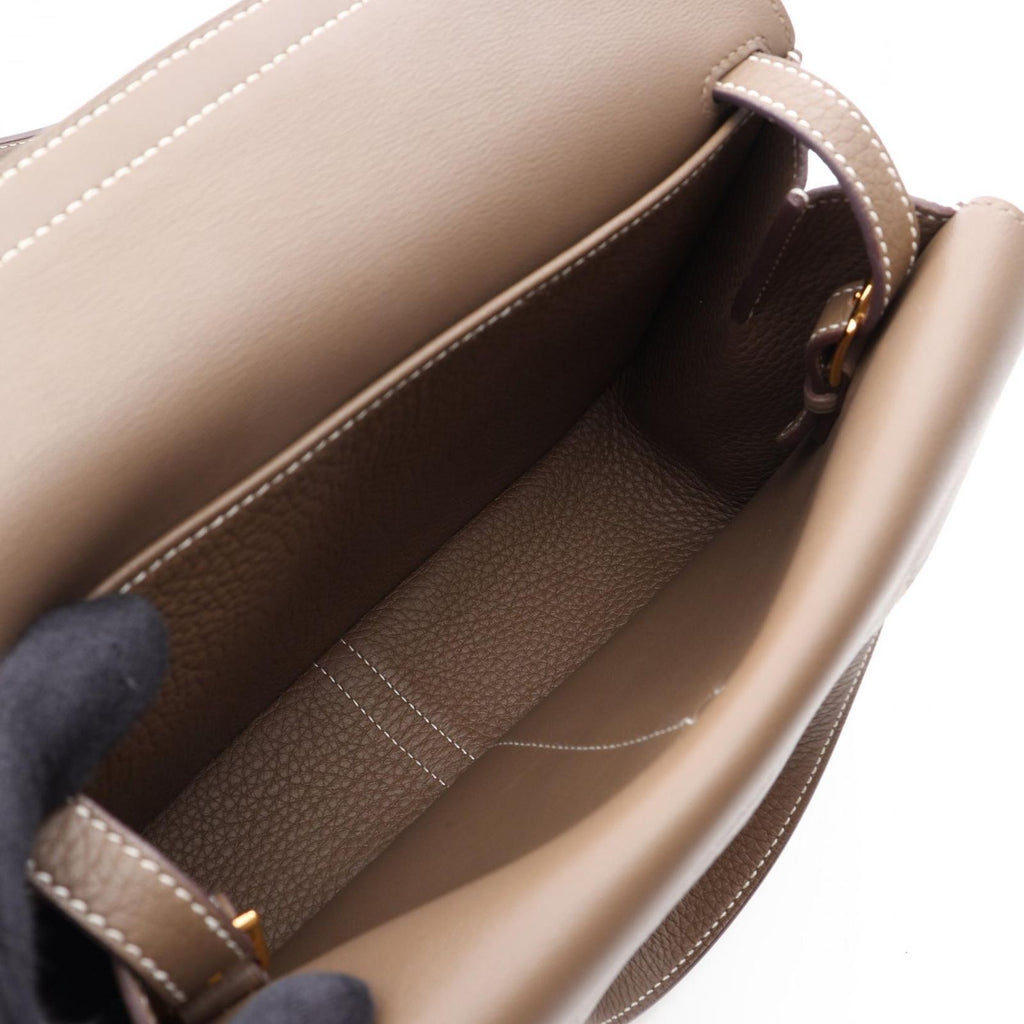 Hermes Halzan 25 2-Way Etoupe Leather Shoulder Bag — view 3