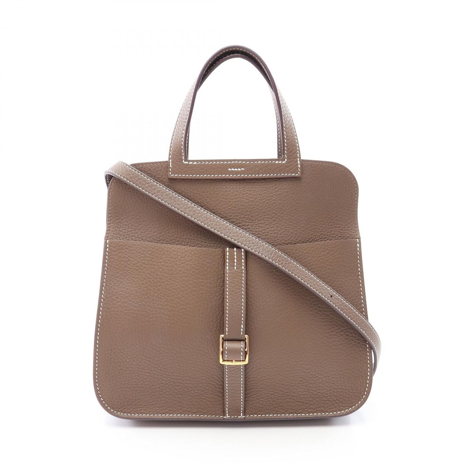 Hermes Halzan 25 2-Way Etoupe Leather Shoulder Bag