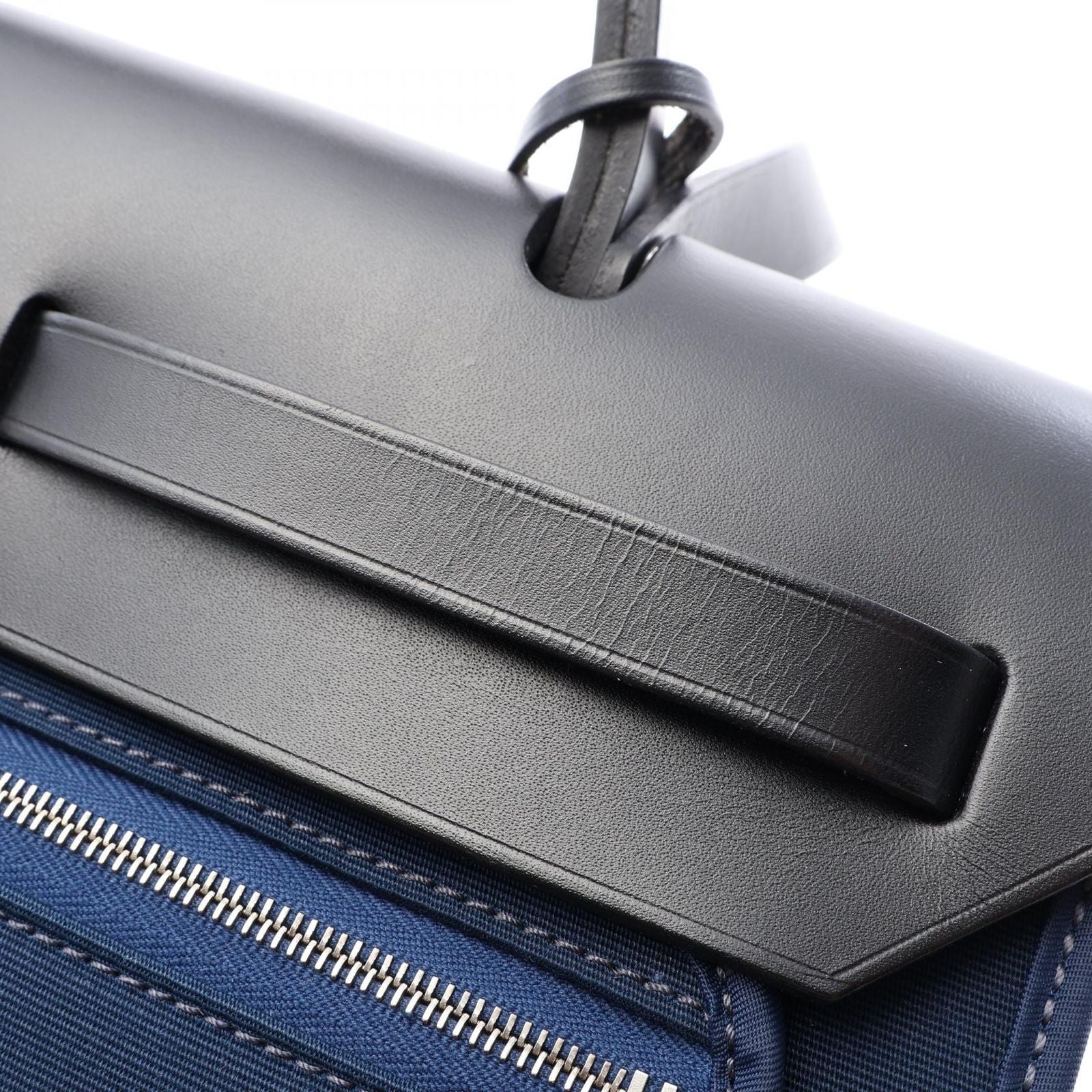 Hermes Herbag Zip PM Blue Navy Black Canvas Leather Dogalis Handbag — view 8