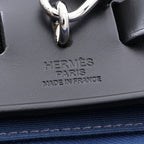Hermes Herbag Zip PM Blue Navy Black Canvas Leather Dogalis Handbag — view 4