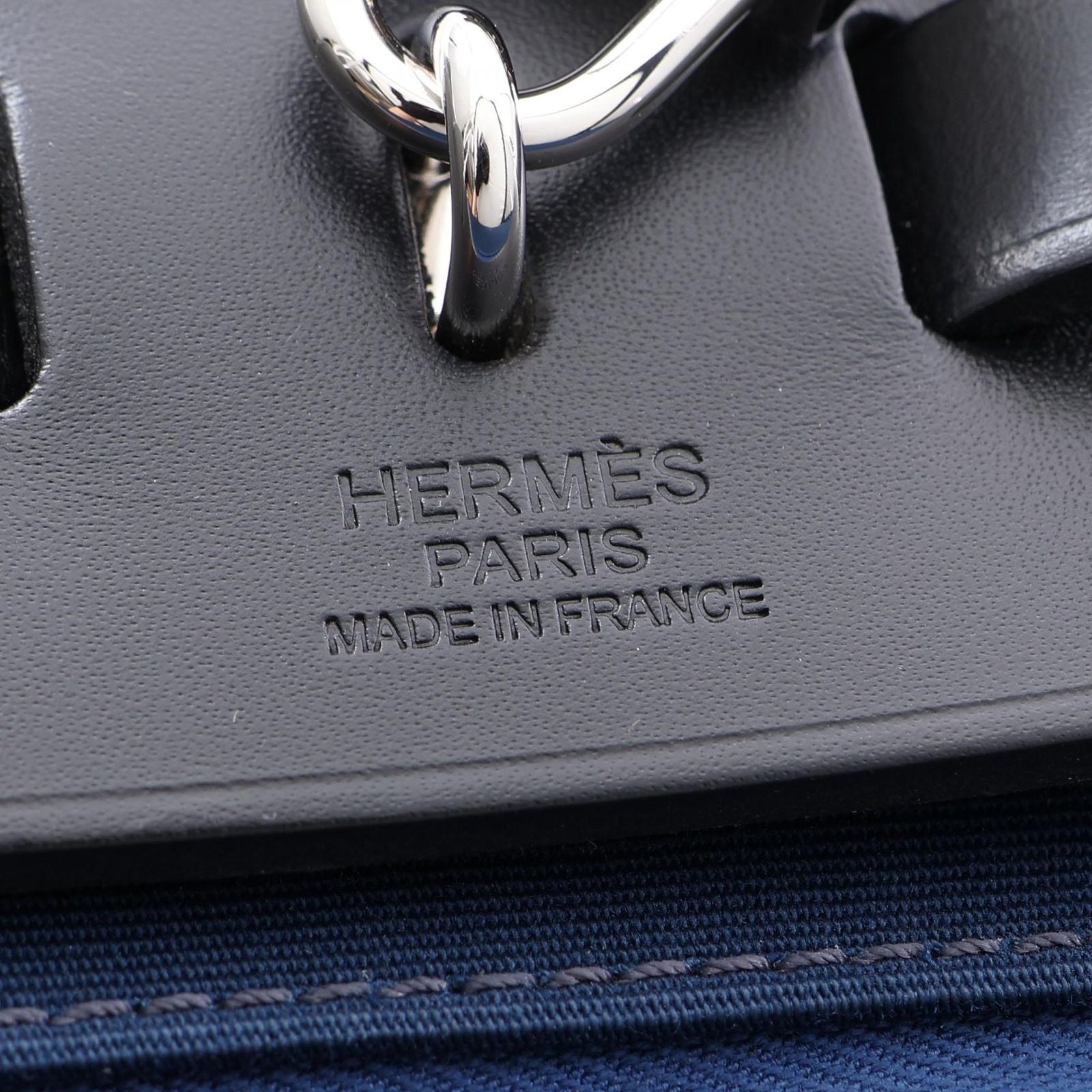 Hermes Herbag Zip PM Blue Navy Black Canvas Leather Dogalis Handbag — view 4