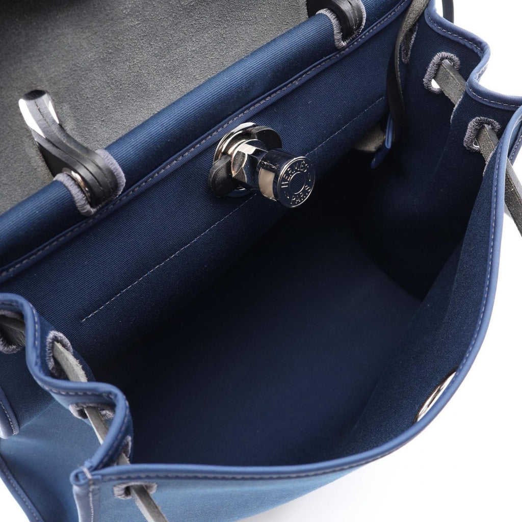 Hermes Herbag Zip PM Blue Navy Black Canvas Leather Dogalis Handbag — view 3