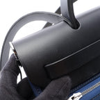 Hermes Herbag Zip PM Blue Navy Black Canvas Leather Dogalis Handbag — view 7