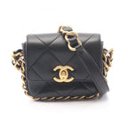 Chanel Shoulder Bag Quilted Chain Around Black Lambskin Mini Flap