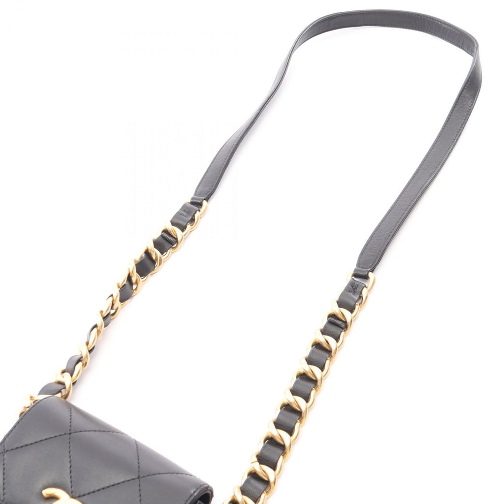 Chanel Shoulder Bag Quilted Chain Around Black Lambskin Mini Flap — view 8
