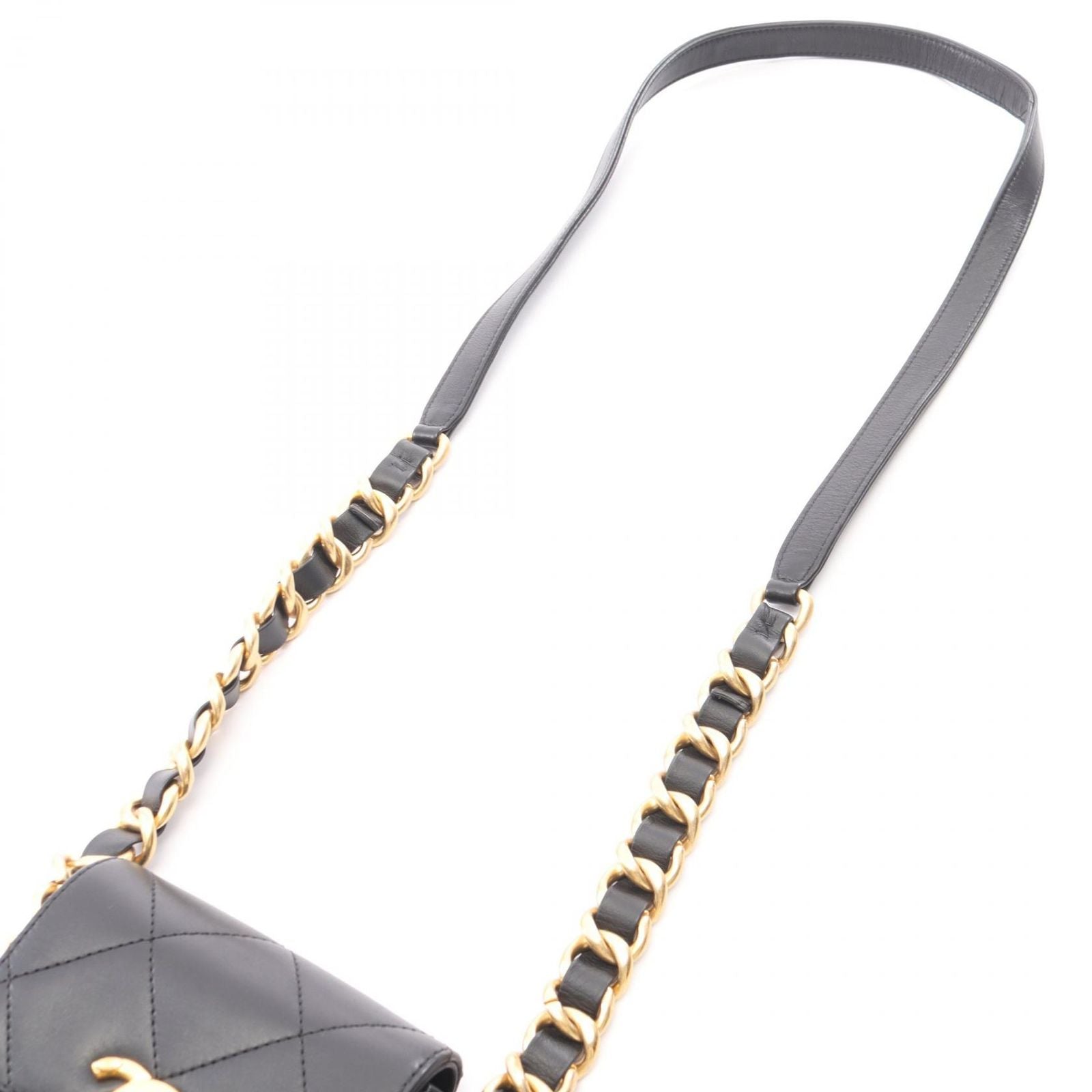 Chanel Shoulder Bag Quilted Chain Around Black Lambskin Mini Flap — view 8