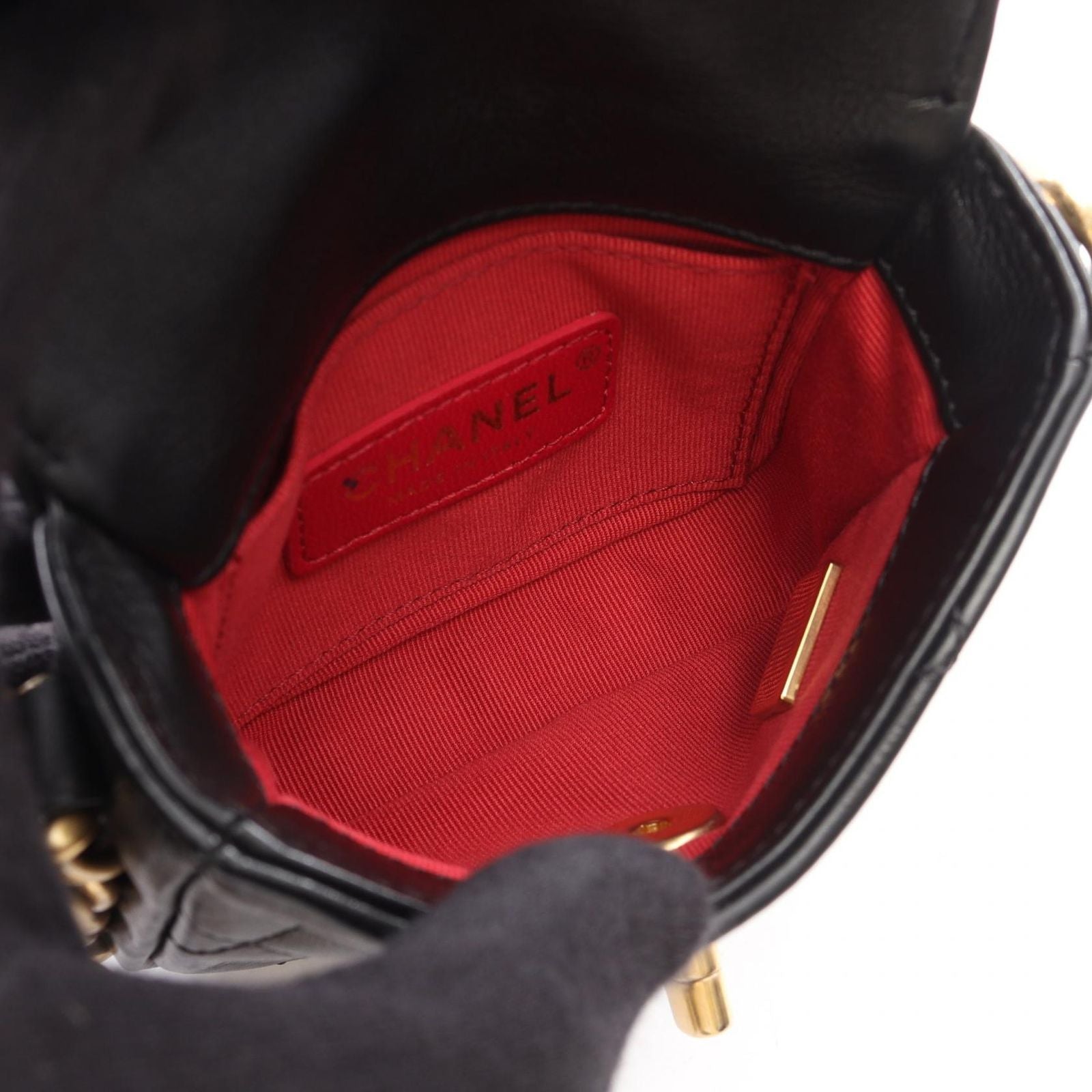 Chanel Shoulder Bag Quilted Chain Around Black Lambskin Mini Flap — view 3