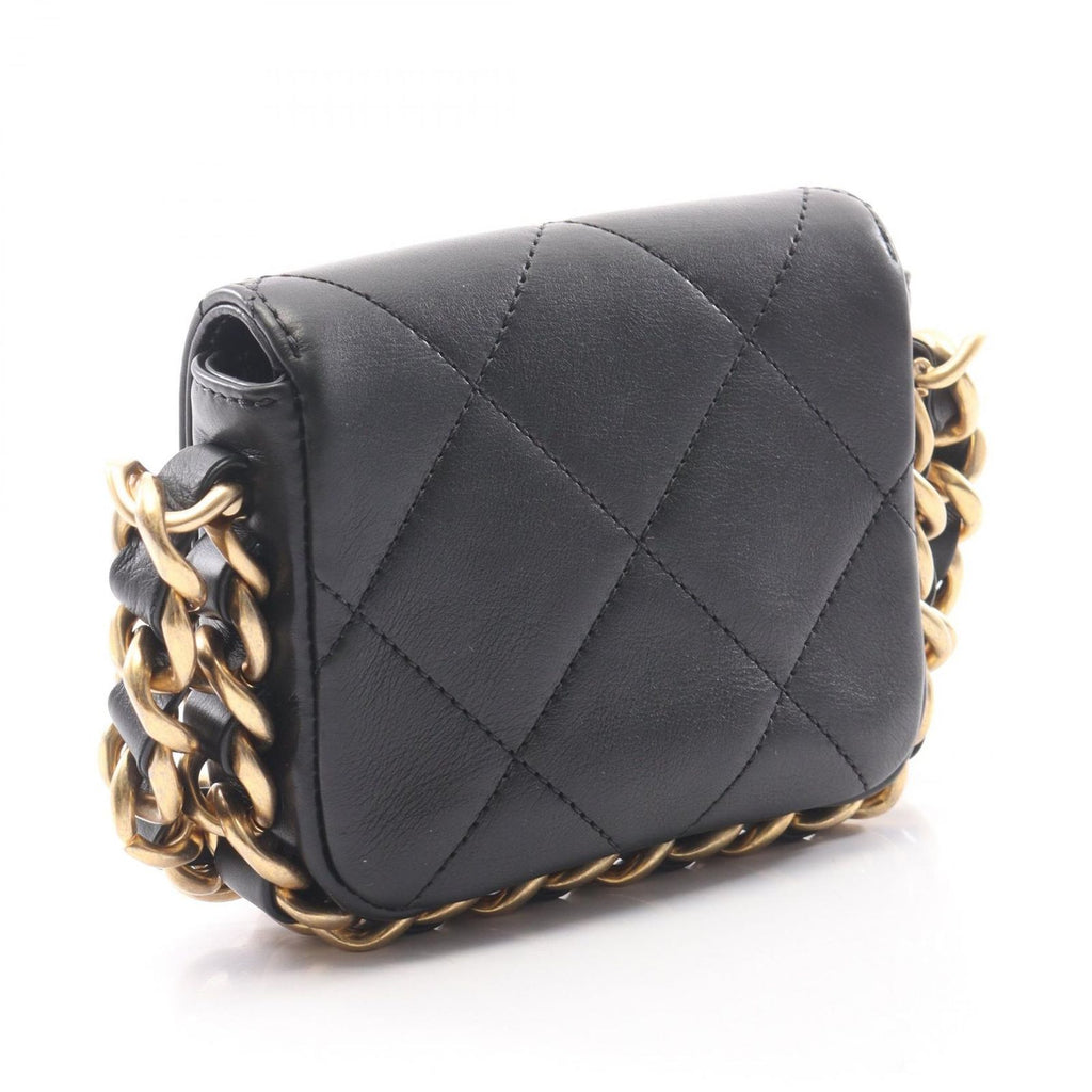 Chanel Shoulder Bag Quilted Chain Around Black Lambskin Mini Flap — view 2