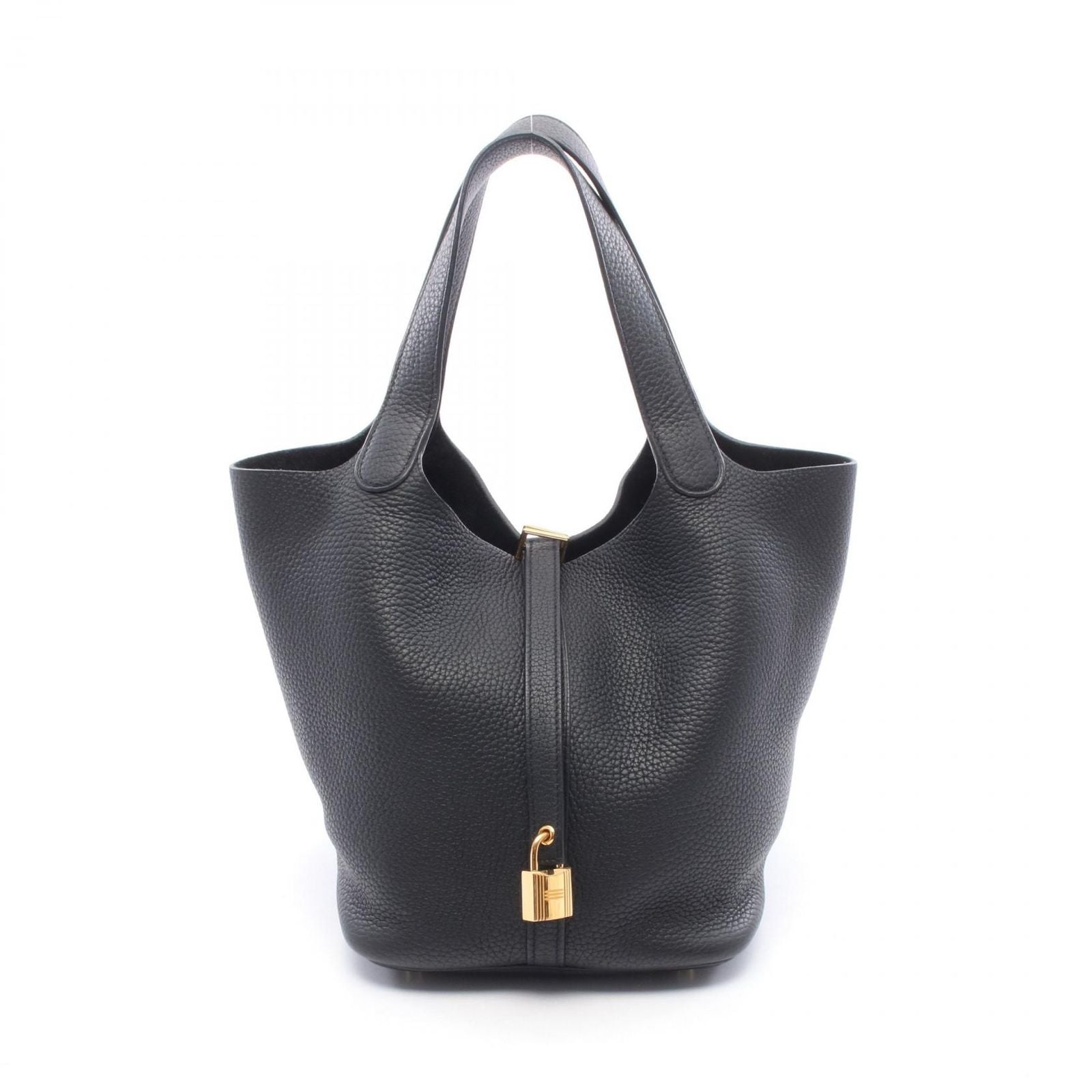 Hermes Picotin Lock MM Black Leather Handbag