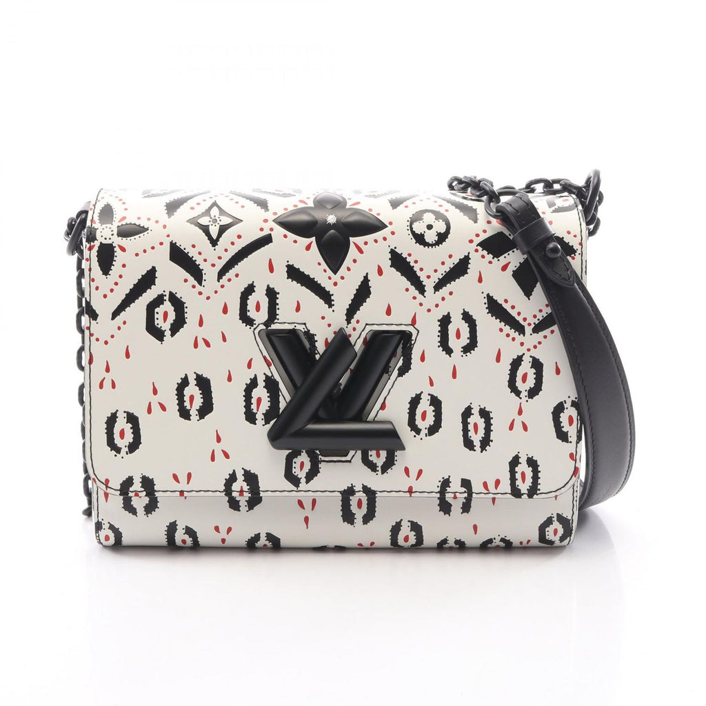 Louis Vuitton Shoulder Bag Twist MM White Black Leather