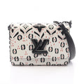 Louis Vuitton Shoulder Bag Twist MM White Black Leather