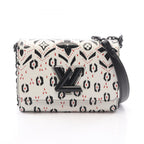 Louis Vuitton Shoulder Bag Twist MM White Black Leather