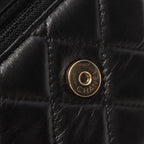 Chanel Shoulder Bag Quilted Pearl Chain Black Lambskin Wallet — view 7