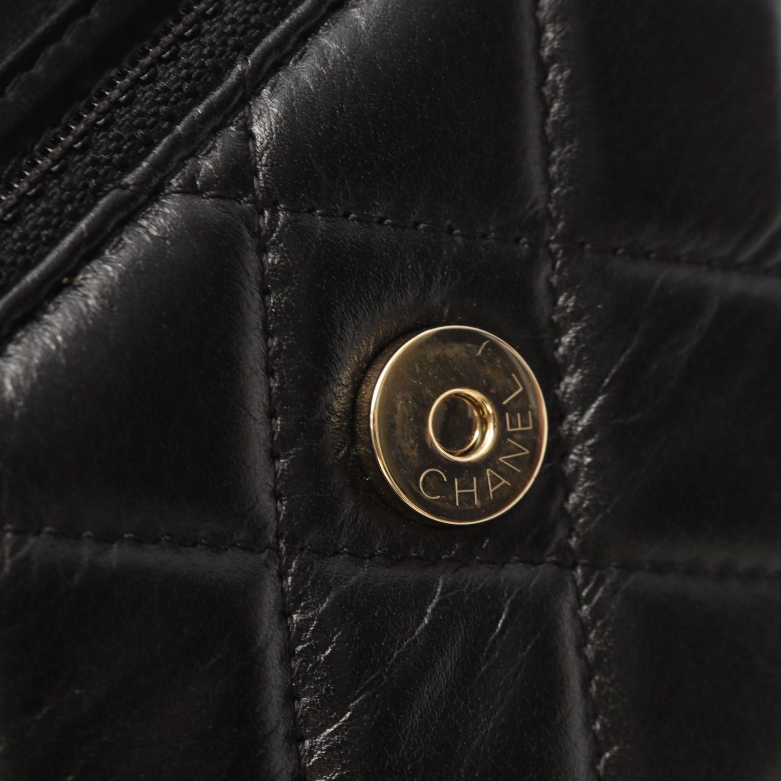 Chanel Shoulder Bag Quilted Pearl Chain Black Lambskin Wallet — view 7
