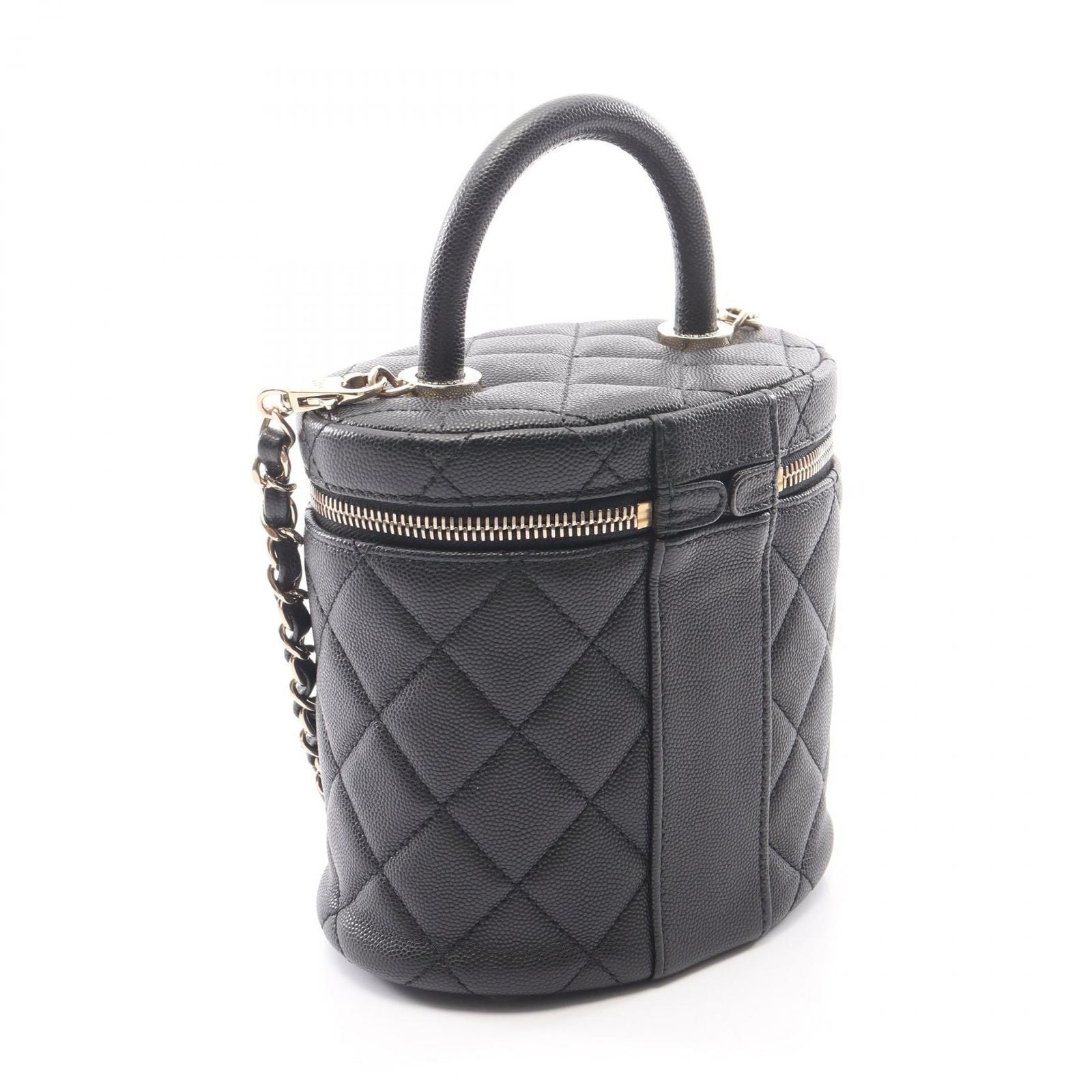 Chanel Handbag Quilted 2-Way Black Caviar Leather Vanity Chain — view 2