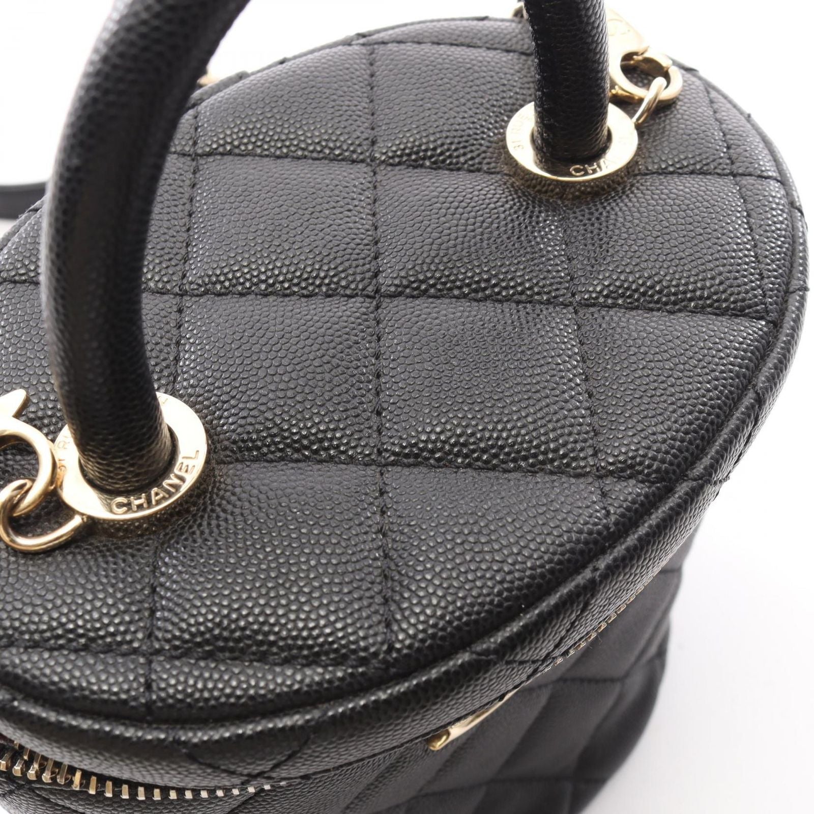 Chanel Handbag Quilted 2-Way Black Caviar Leather Vanity Chain — view 7