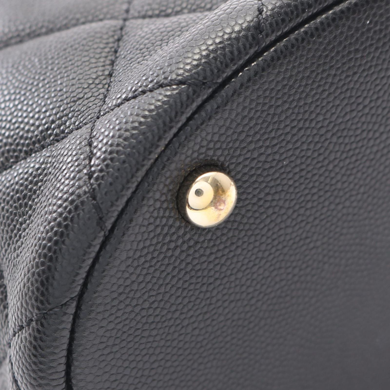 Chanel Handbag Quilted 2-Way Black Caviar Leather Vanity Chain — view 6