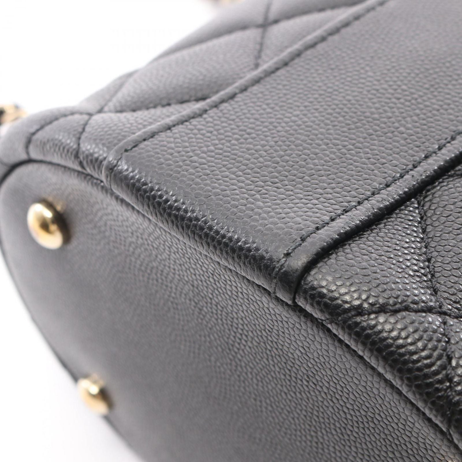 Chanel Handbag Quilted 2-Way Black Caviar Leather Vanity Chain — view 8