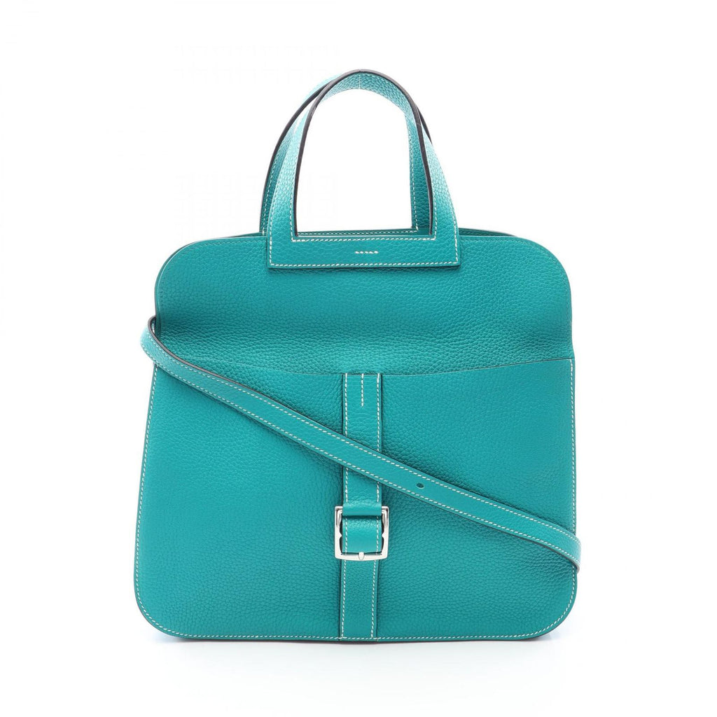Hermes Halzan 31 2-Way Blue Paon Leather Shoulder Bag