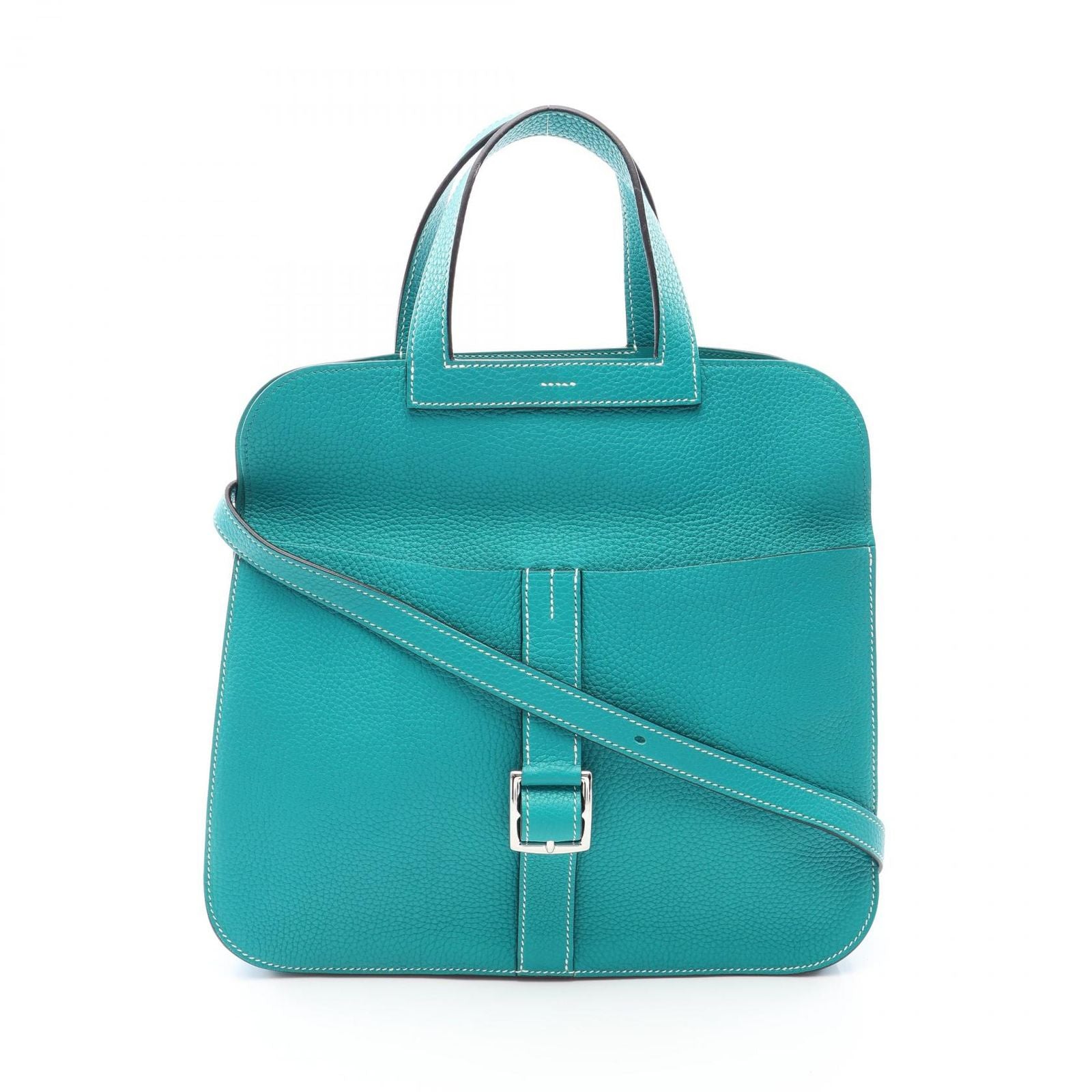 Hermes Halzan 31 2-Way Blue Paon Leather Shoulder Bag