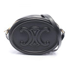 Celine Shoulder Bag Cuill Triomphe Oval Black Leather
