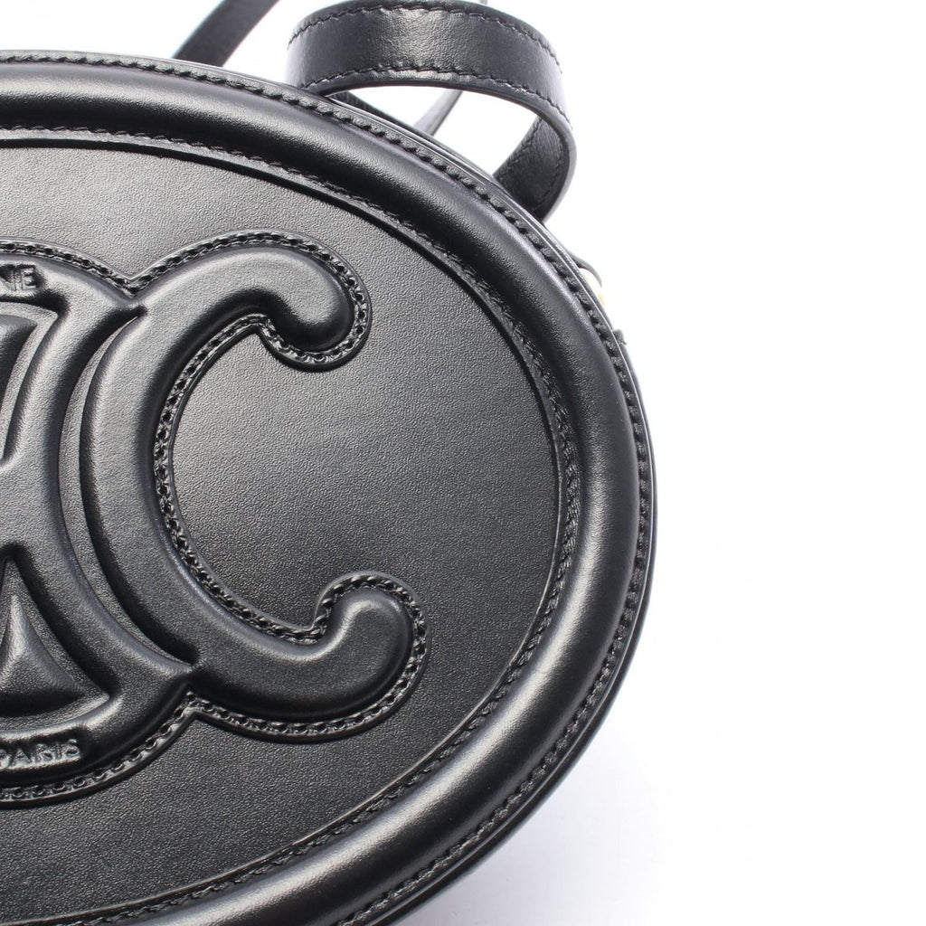 Celine Shoulder Bag Cuill Triomphe Oval Black Leather — view 5