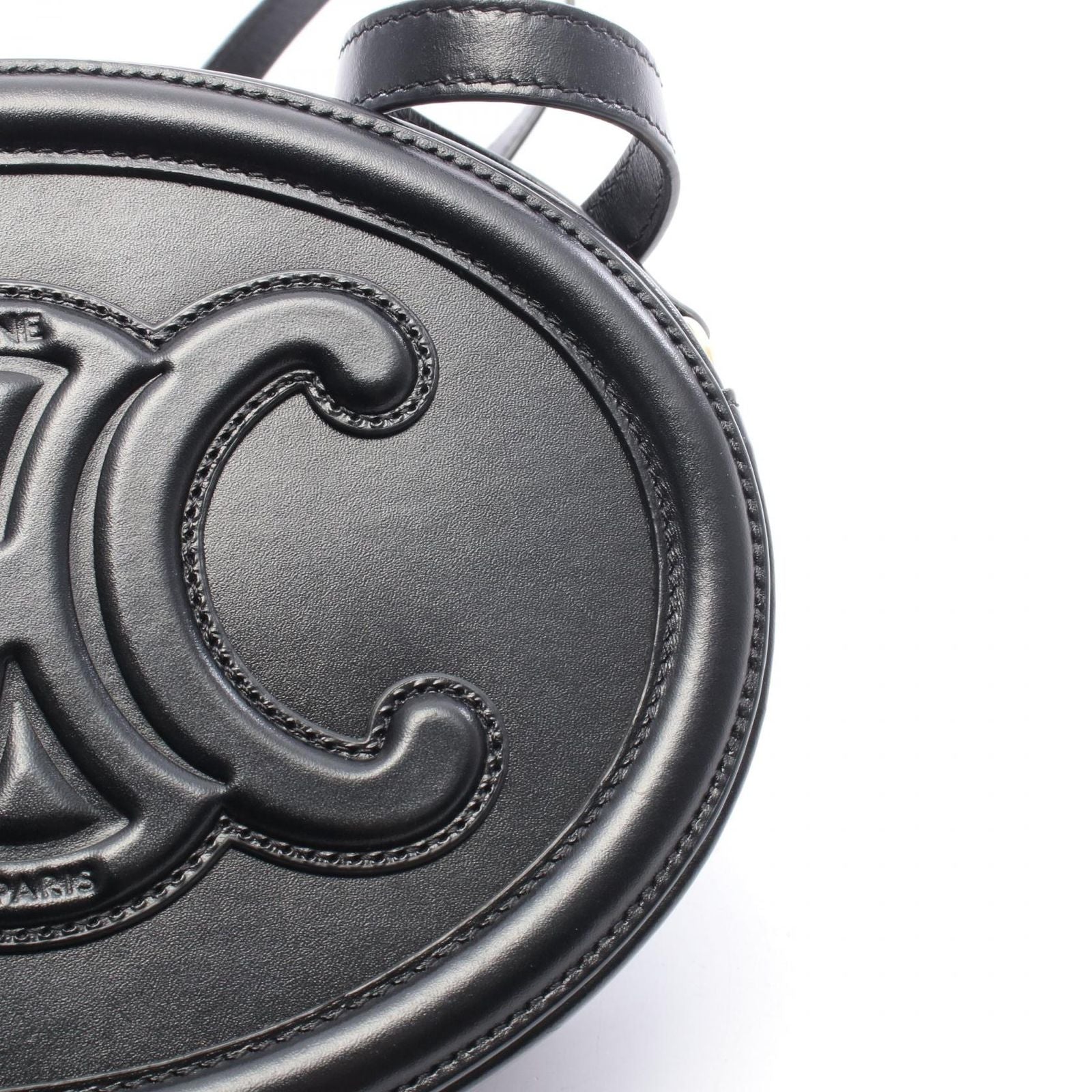 Celine Shoulder Bag Cuill Triomphe Oval Black Leather — view 5