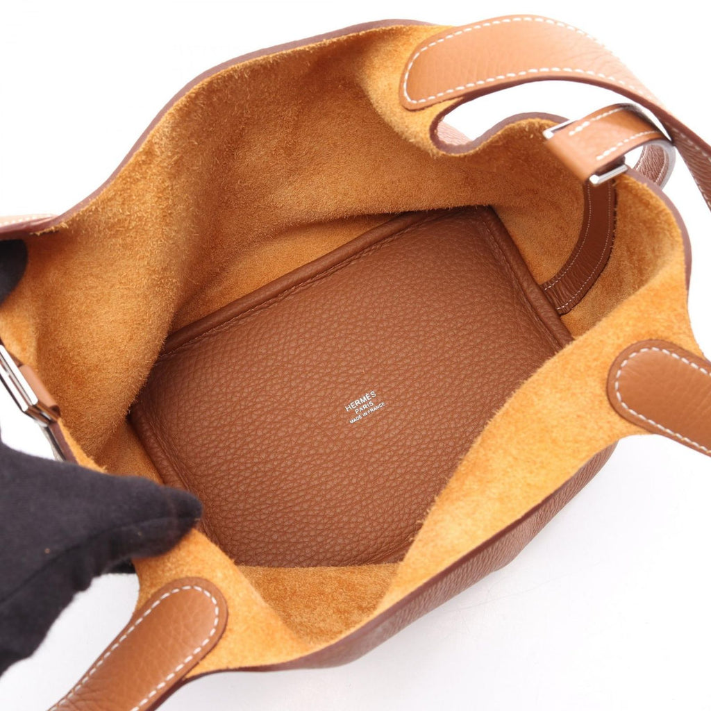 Hermes Picotin Lock PM Gold Leather Handbag — view 3