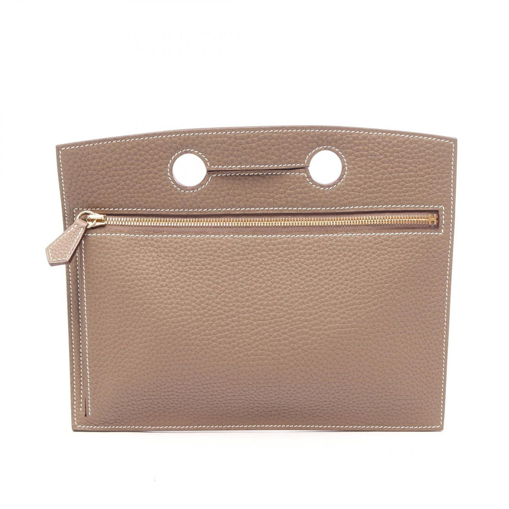 Hermes Pouch Pocket Birkin 25 Etoupe Leather