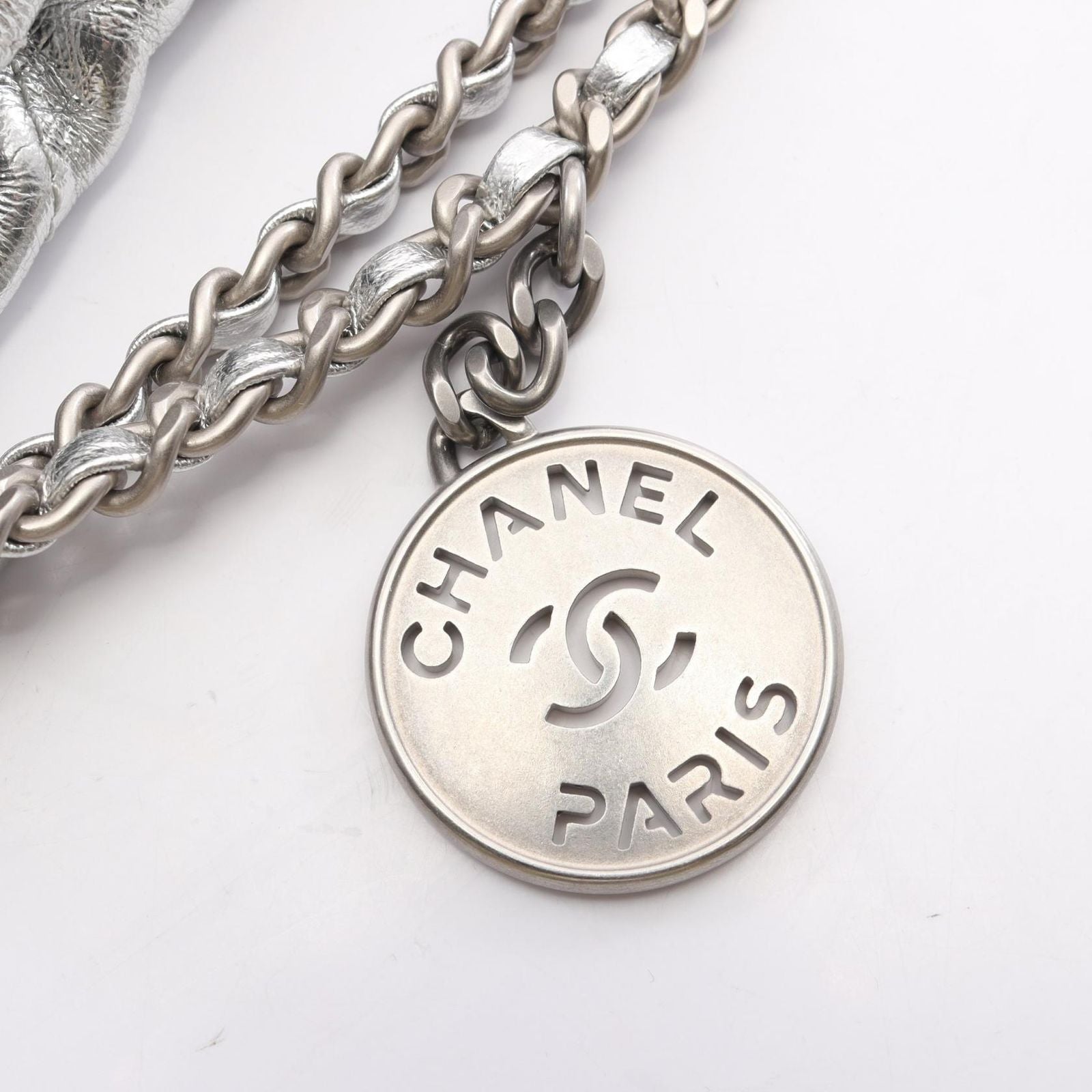 Chanel Shoulder Bag 22 Mini 2-Way Silver Leather 22 Quilted Chain — view 7