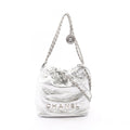 Chanel Shoulder Bag 22 Mini 2-Way Silver Leather 22 Quilted Chain