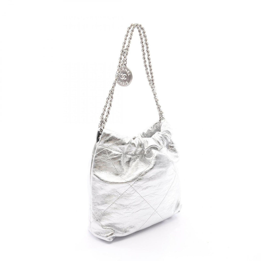 Chanel Shoulder Bag 22 Mini 2-Way Silver Leather 22 Quilted Chain — view 2