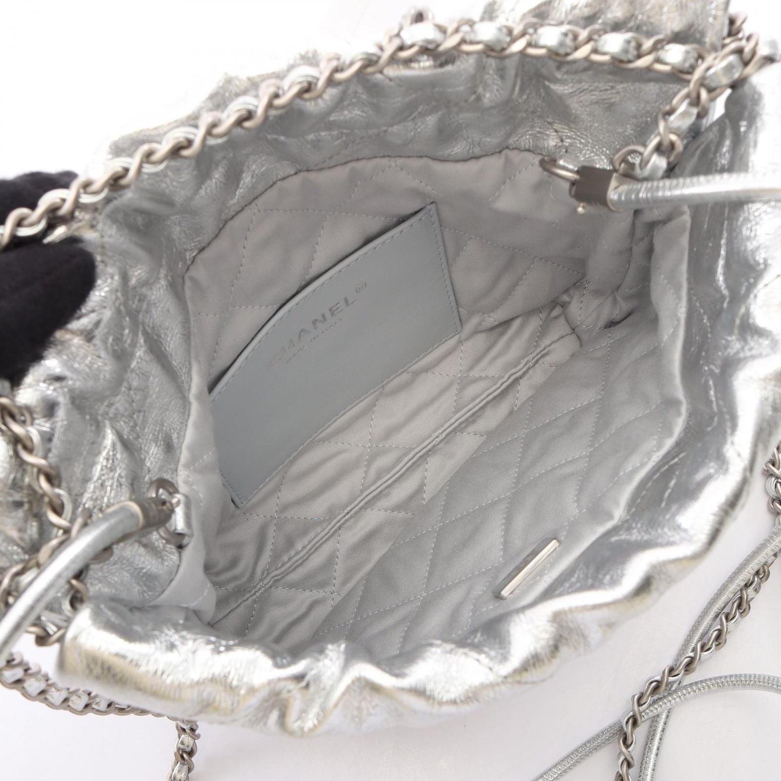 Chanel Shoulder Bag 22 Mini 2-Way Silver Leather 22 Quilted Chain — view 3